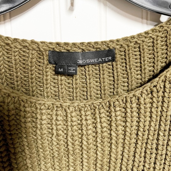 360 Sweater Olive Green Emilia Lace Up Sweater Boatneck Medium M - Picture 6 of 7